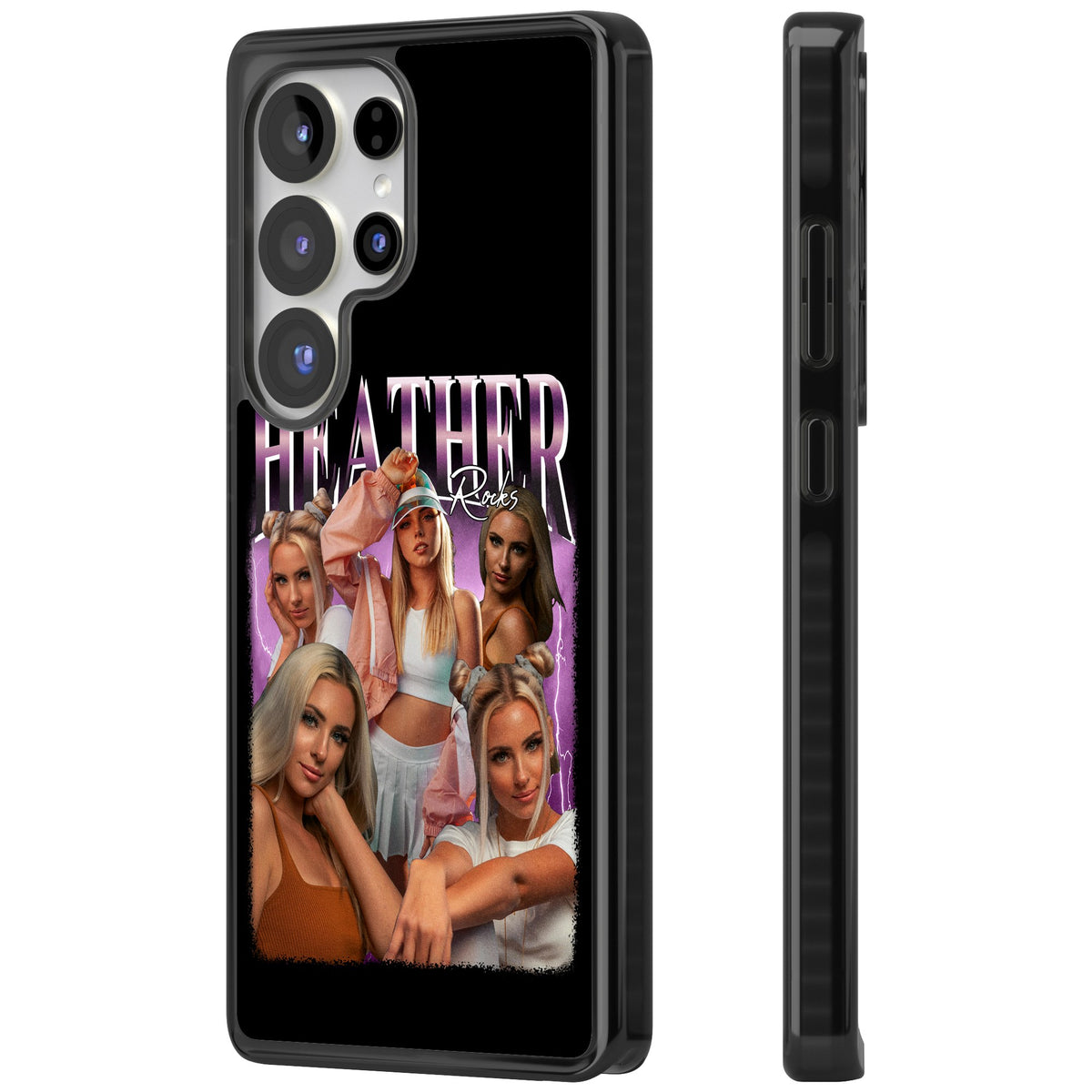Personalised Airbrush Name & Photo Collage (Pink) Samsung S25 Ultra / Samsung S26 Ultra Impact Black Phone Case side