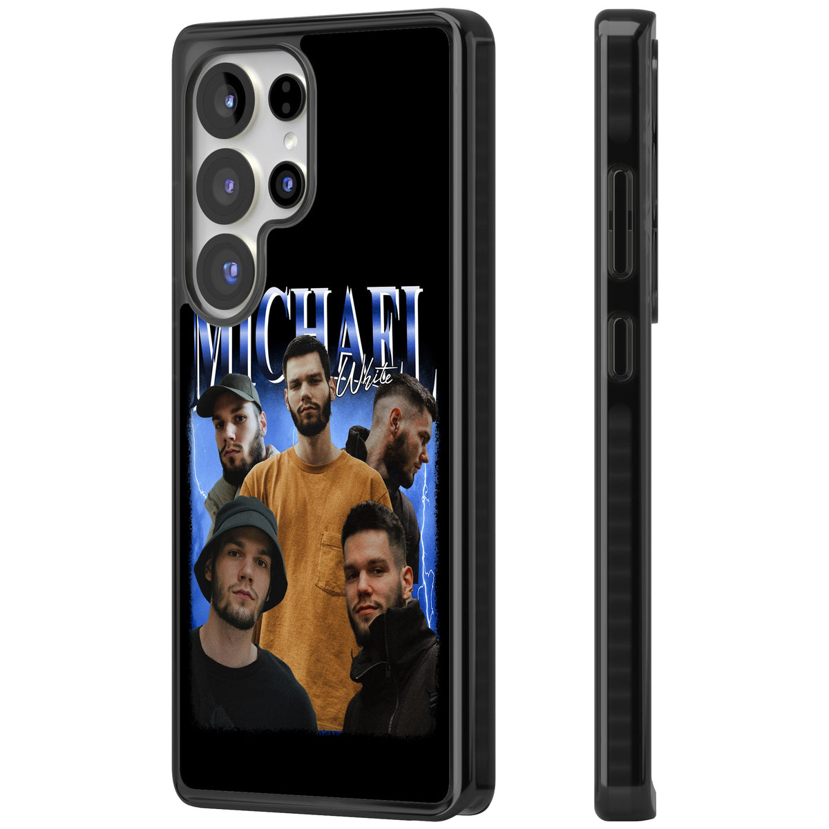 Personalised Airbrush Name & Photo Collage (Blue) Samsung S25 Ultra / Samsung S26 Ultra Impact Black Phone Case side