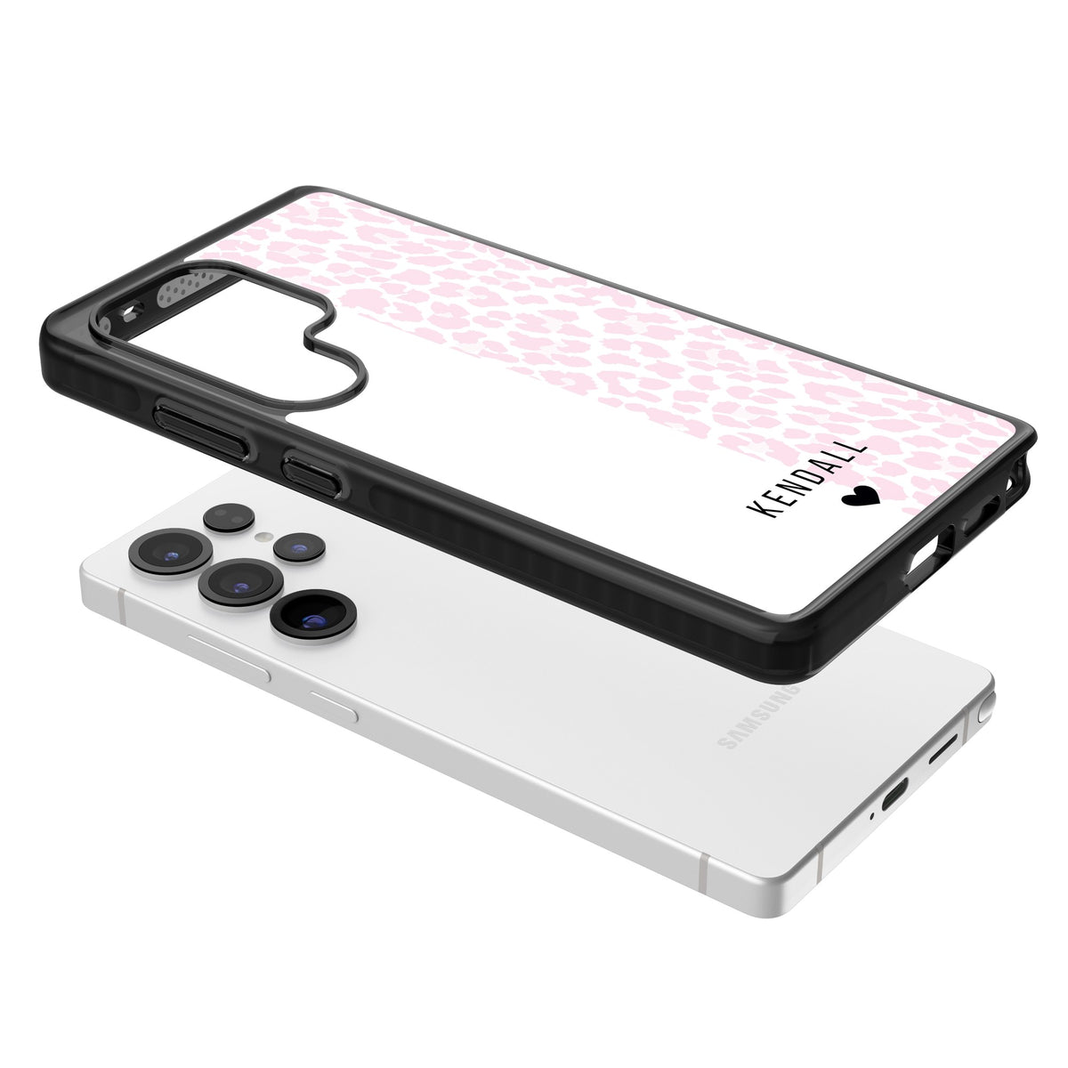 Personalised Pink Leopard Samsung S25 Ultra / Samsung S26 Ultra Impact Black Phone Case angled