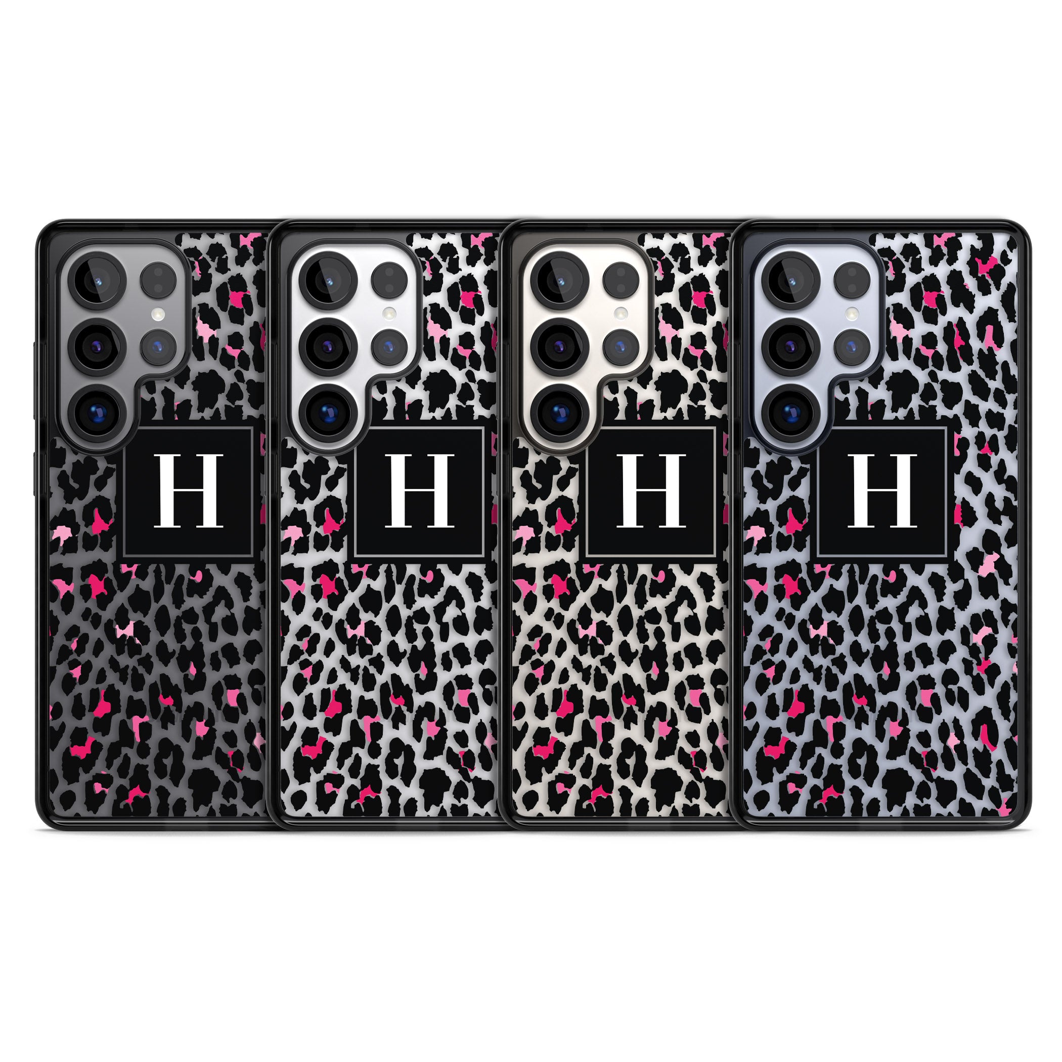 Personalised Clear Pink Leopard Monogram