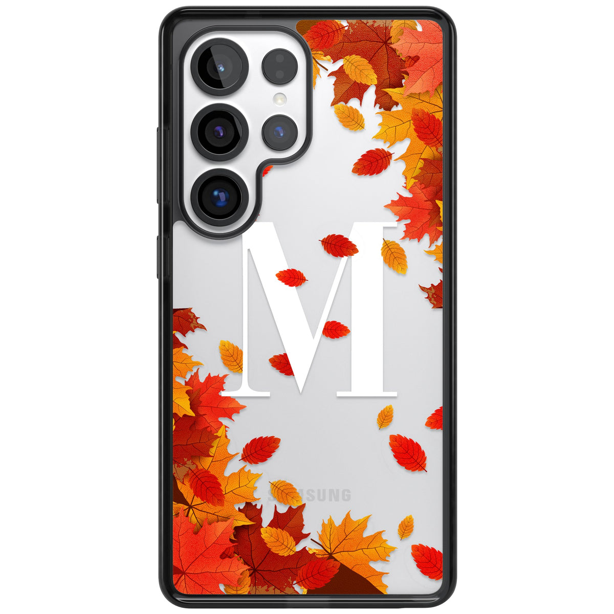 Personalised Autumn Leaves Monogram Samsung S25 Ultra / Samsung S26 Ultra Impact Black Phone Case front
