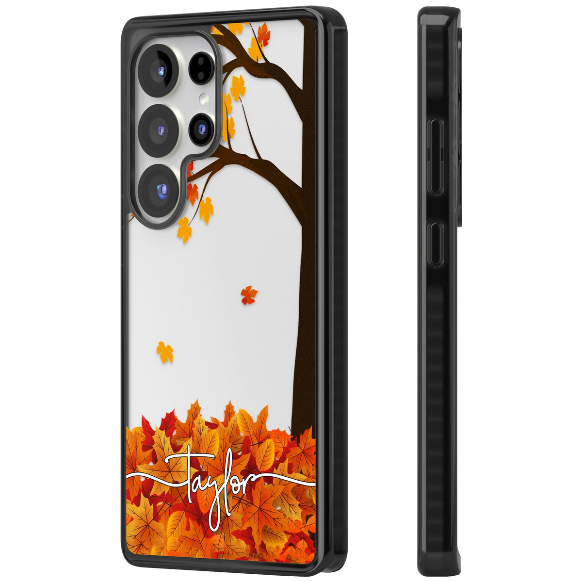 Personalised Autumn Leaves Samsung S25 Ultra / Samsung S26 Ultra Impact Black Phone Case side