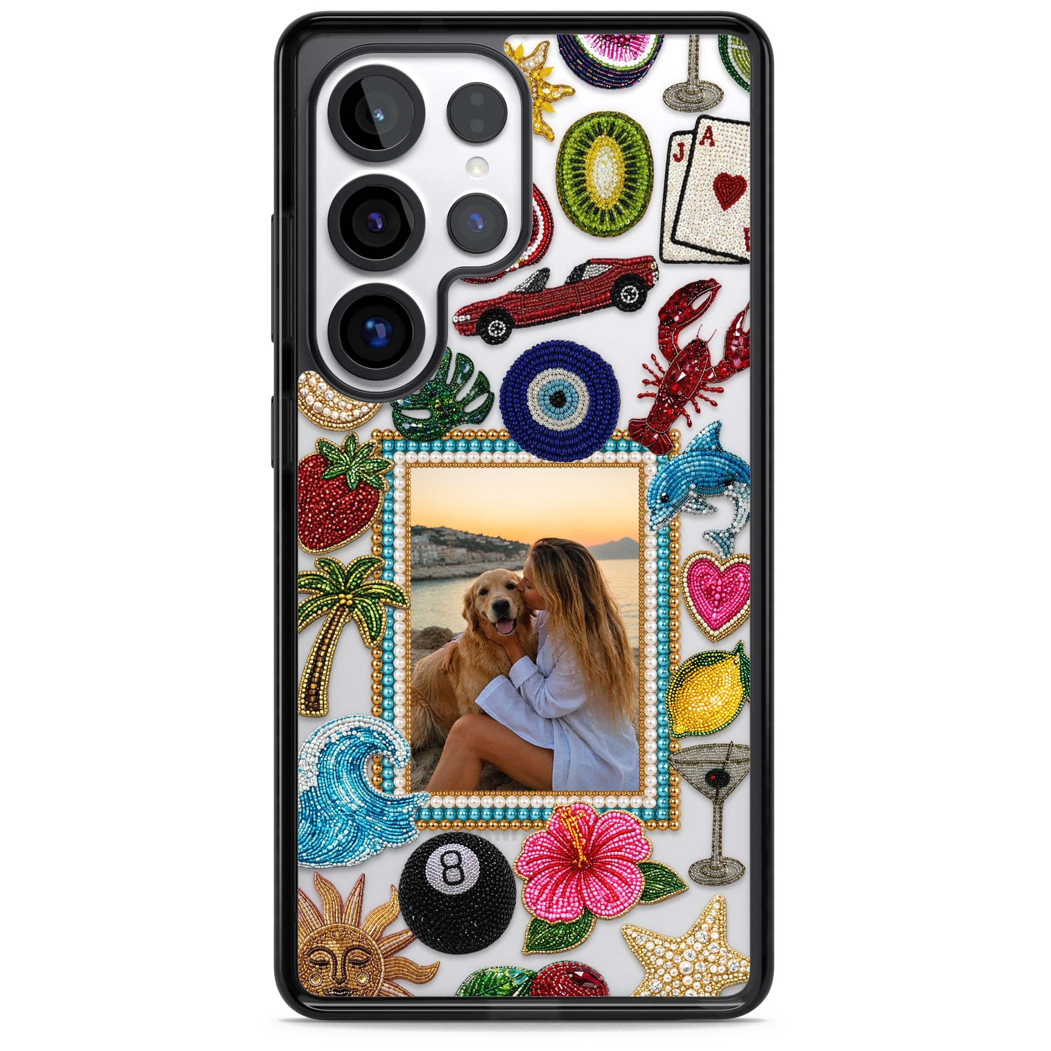 Beaded Photo coastal iPhone case | Black Impact case for Samsung Galaxy S25 Ultra
