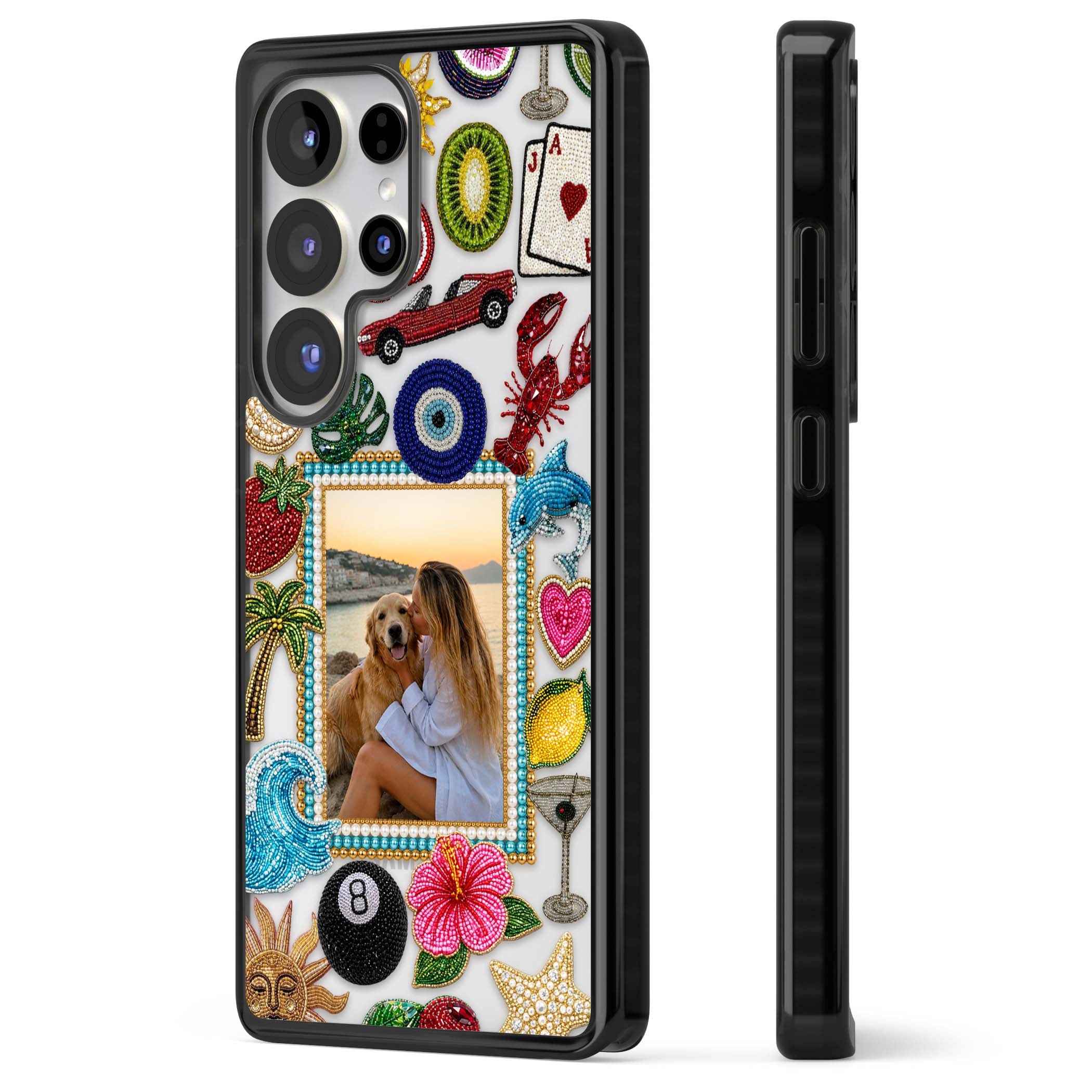 Beaded Photo coastal iPhone case | Black Impact case for Samsung Galaxy S25 Ultra