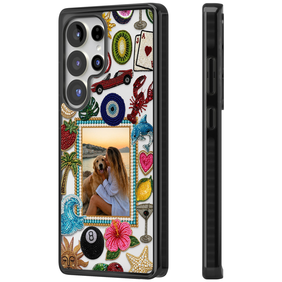 Personalised Beaded Photo Samsung S25 Ultra / Samsung S26 Ultra Impact Black Phone Case side