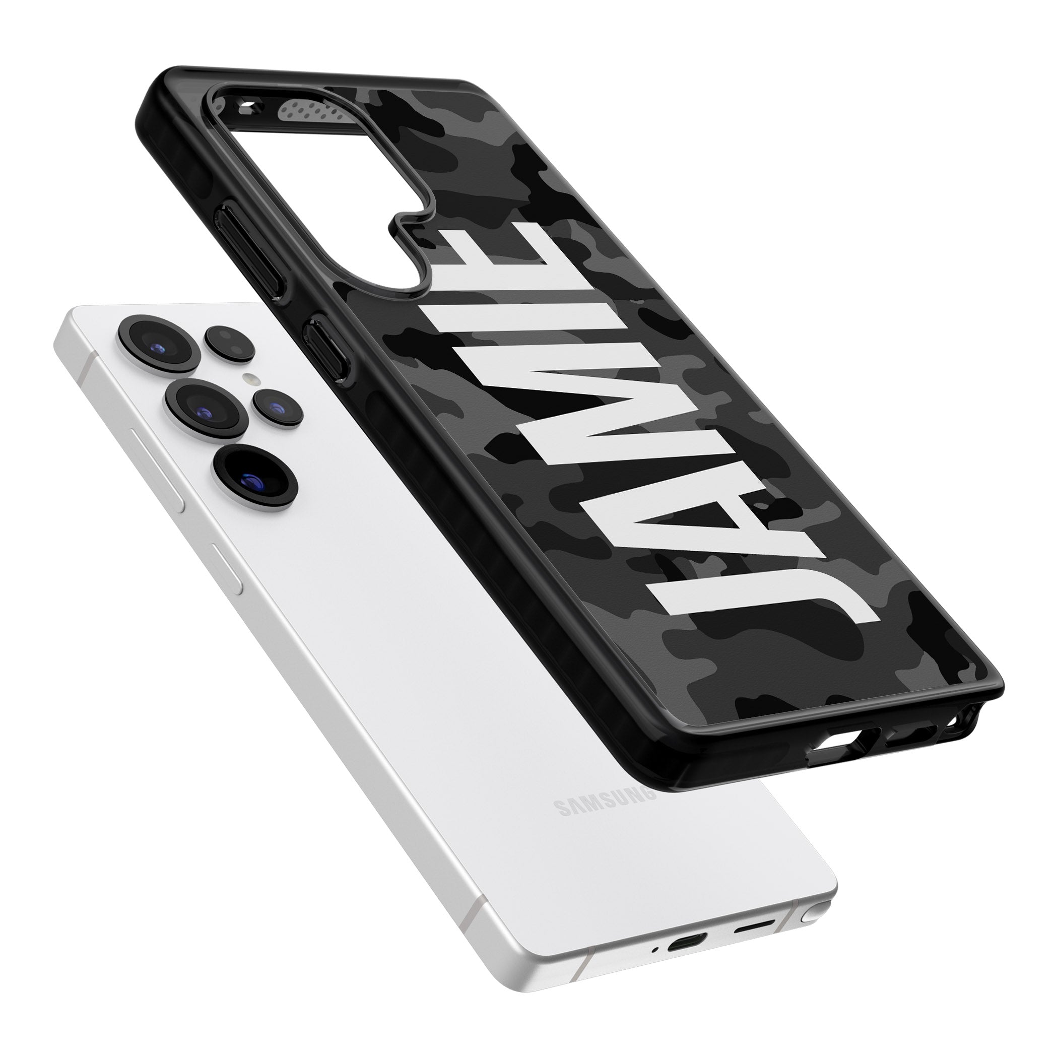 Personalised Black Camo Name Vertical