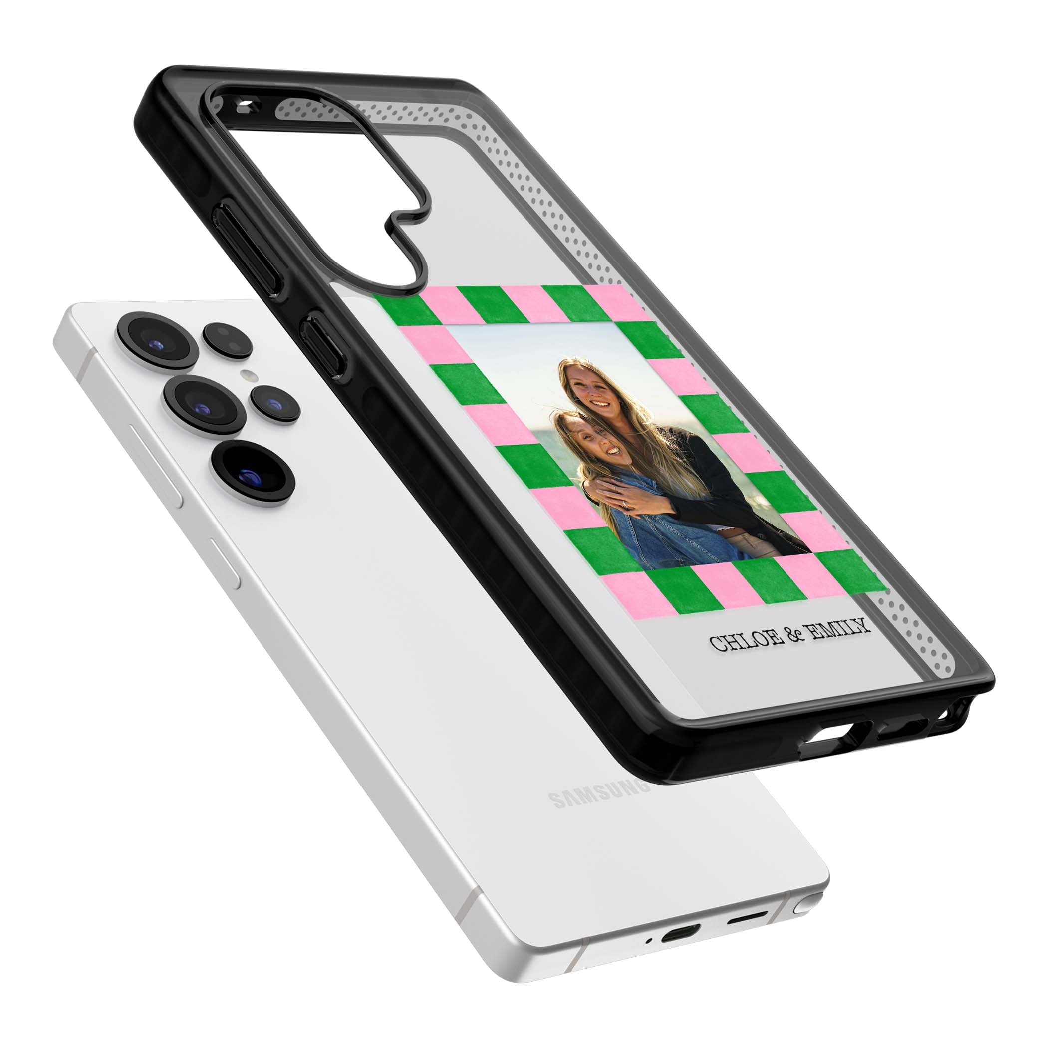 Riviera Check Photo cute iPhone case | Black Impact case for Samsung Galaxy S25 Ultra