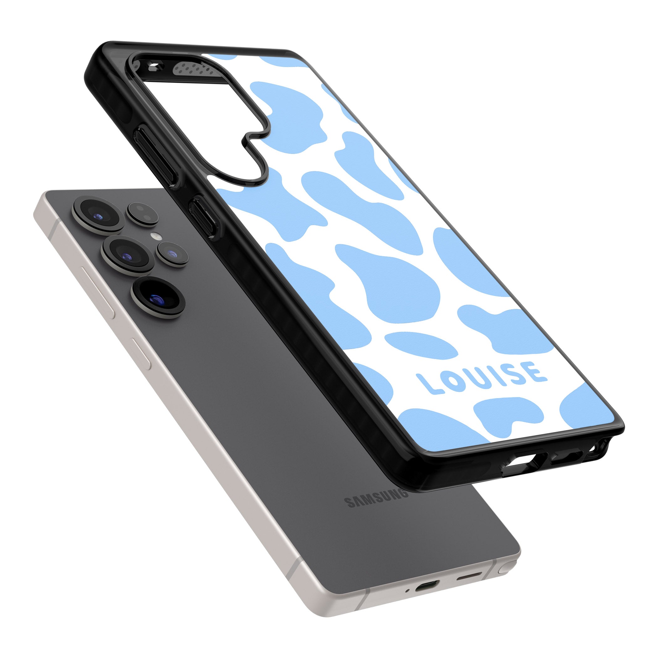 Personalised Blue And White Cow Print