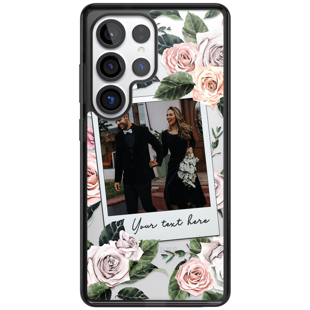 Personalised Floral Polaroid Samsung S25 Ultra / Samsung S26 Ultra Impact Black Phone Case front