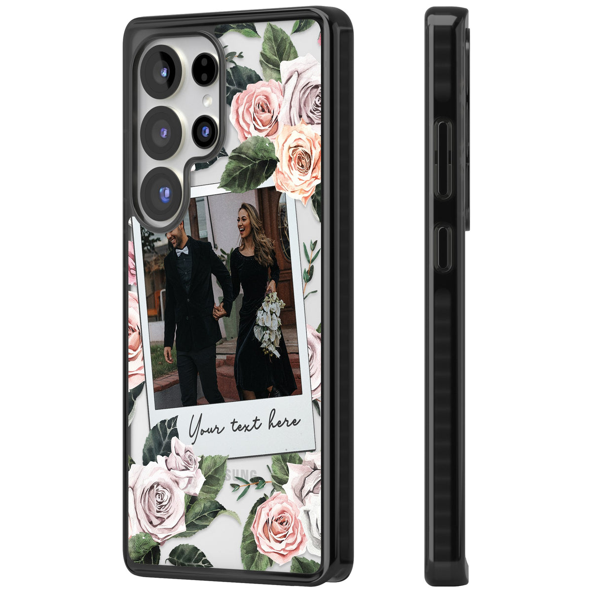 Personalised Floral Polaroid Samsung S25 Ultra / Samsung S26 Ultra Impact Black Phone Case side