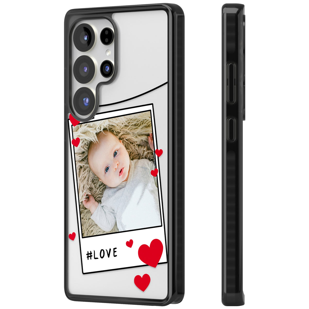 Personalised Paperclip & Hearts Polaroid Samsung S25 Ultra / Samsung S26 Ultra Impact Black Phone Case side