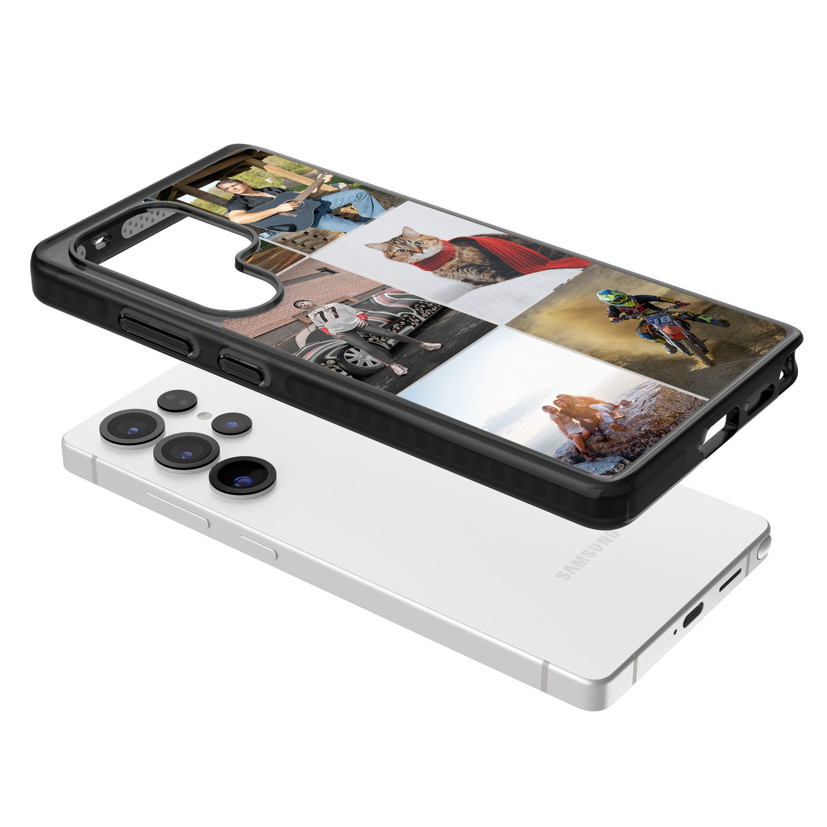Personalised 6 Photo Grid Samsung S25 Ultra / Samsung S26 Ultra Impact Black Phone Case angled