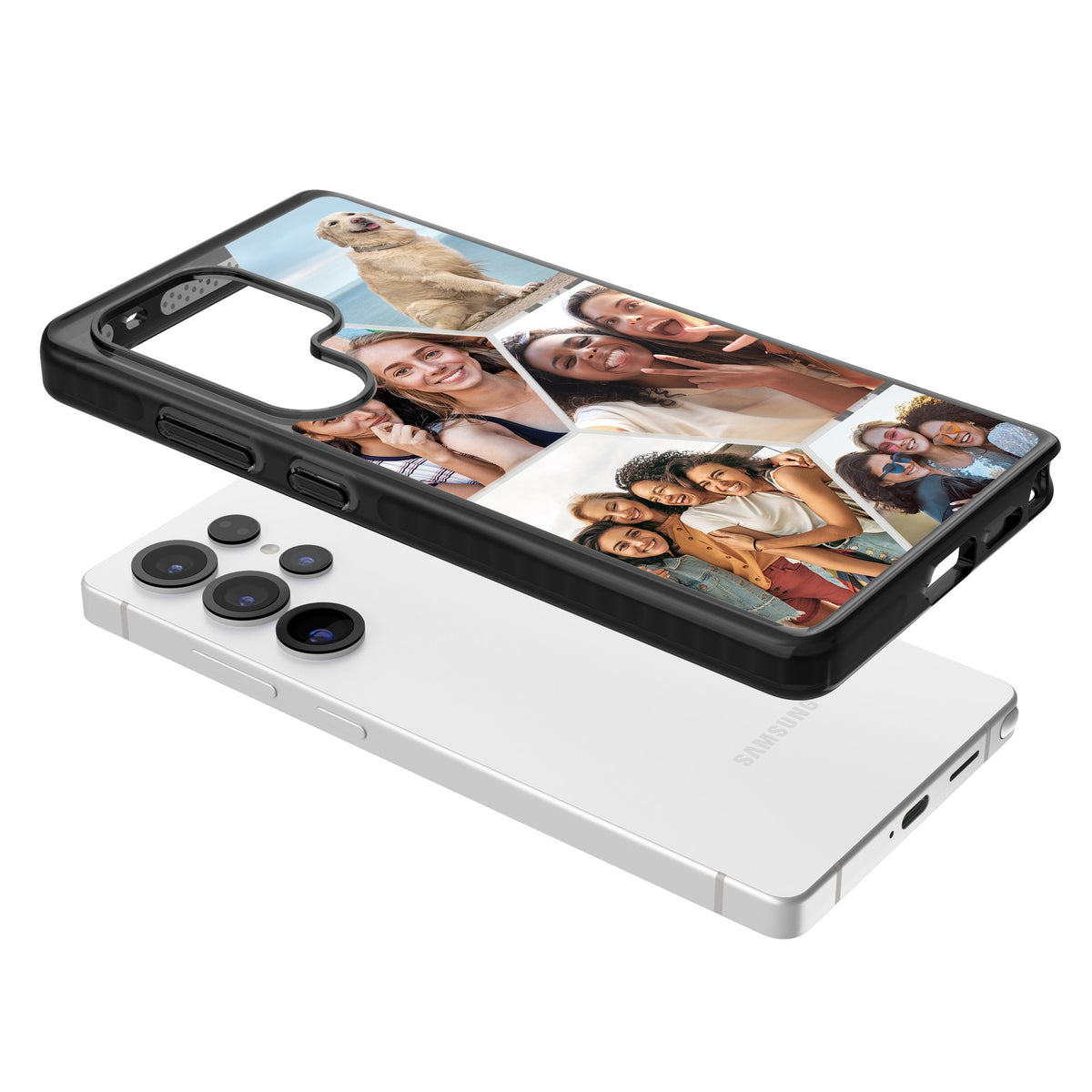 Personalised Beehive Photo Grid Samsung S25 Ultra / Samsung S26 Ultra Impact Black Phone Case angled