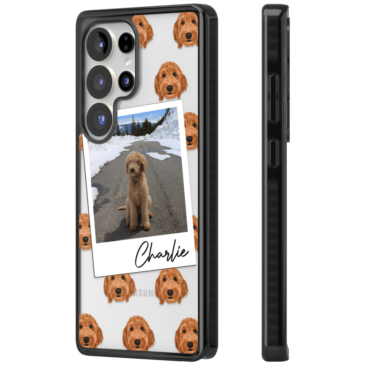 Personalised Golden Doodle Dog Photo Samsung S25 Ultra / Samsung S26 Ultra Impact Black Phone Case side