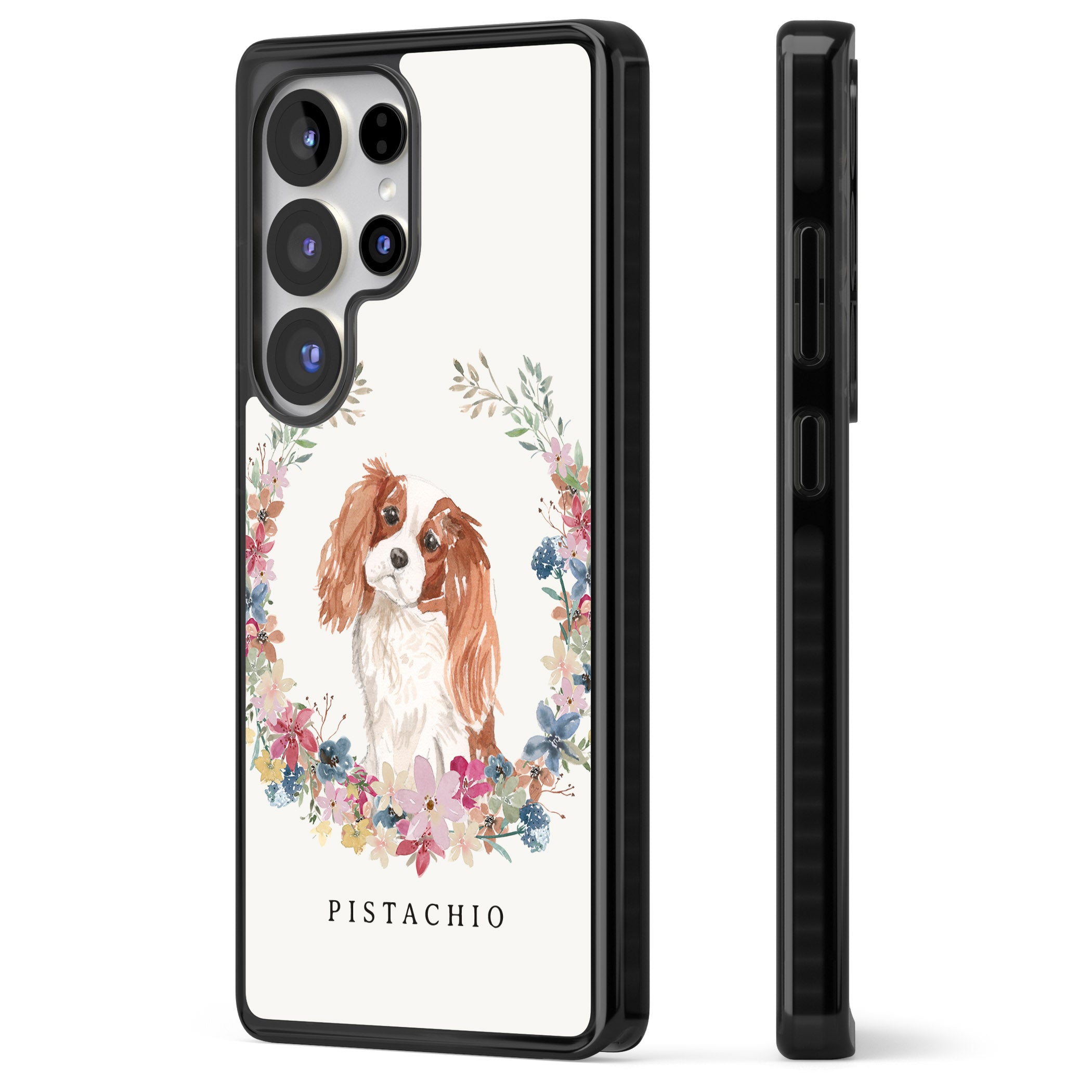 Personalised Cavalier King Charles Floral Portrait