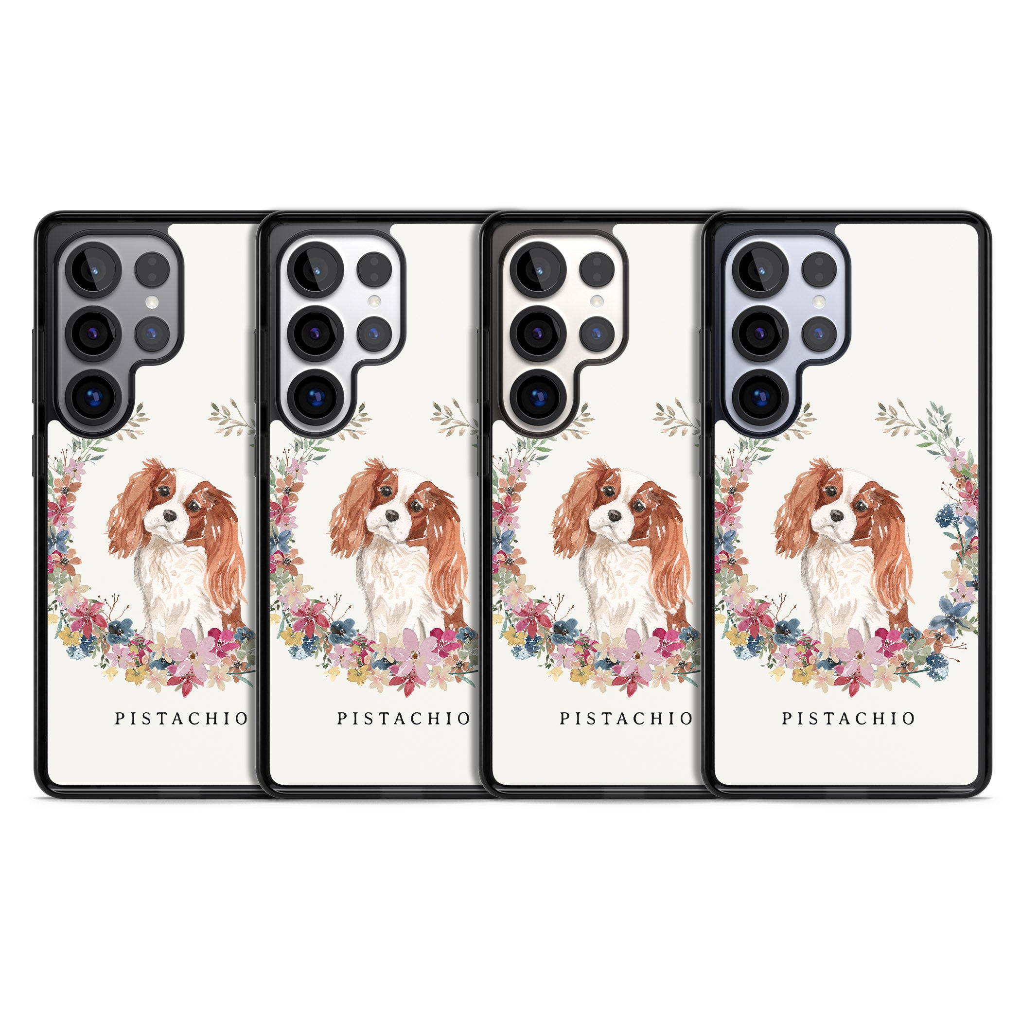 Personalised Cavalier King Charles Floral Portrait