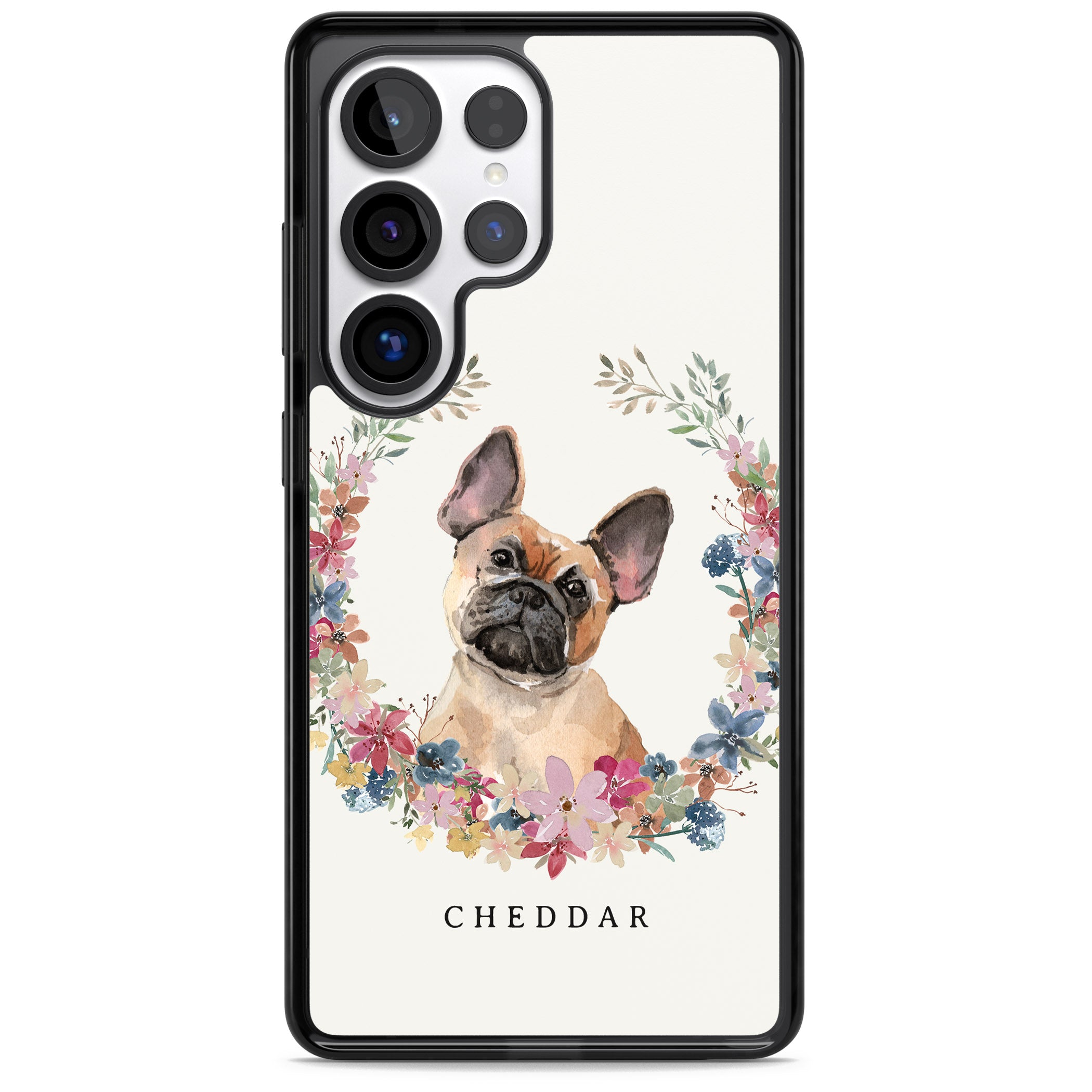 Personalised Tan French Bulldog Floral Portrait