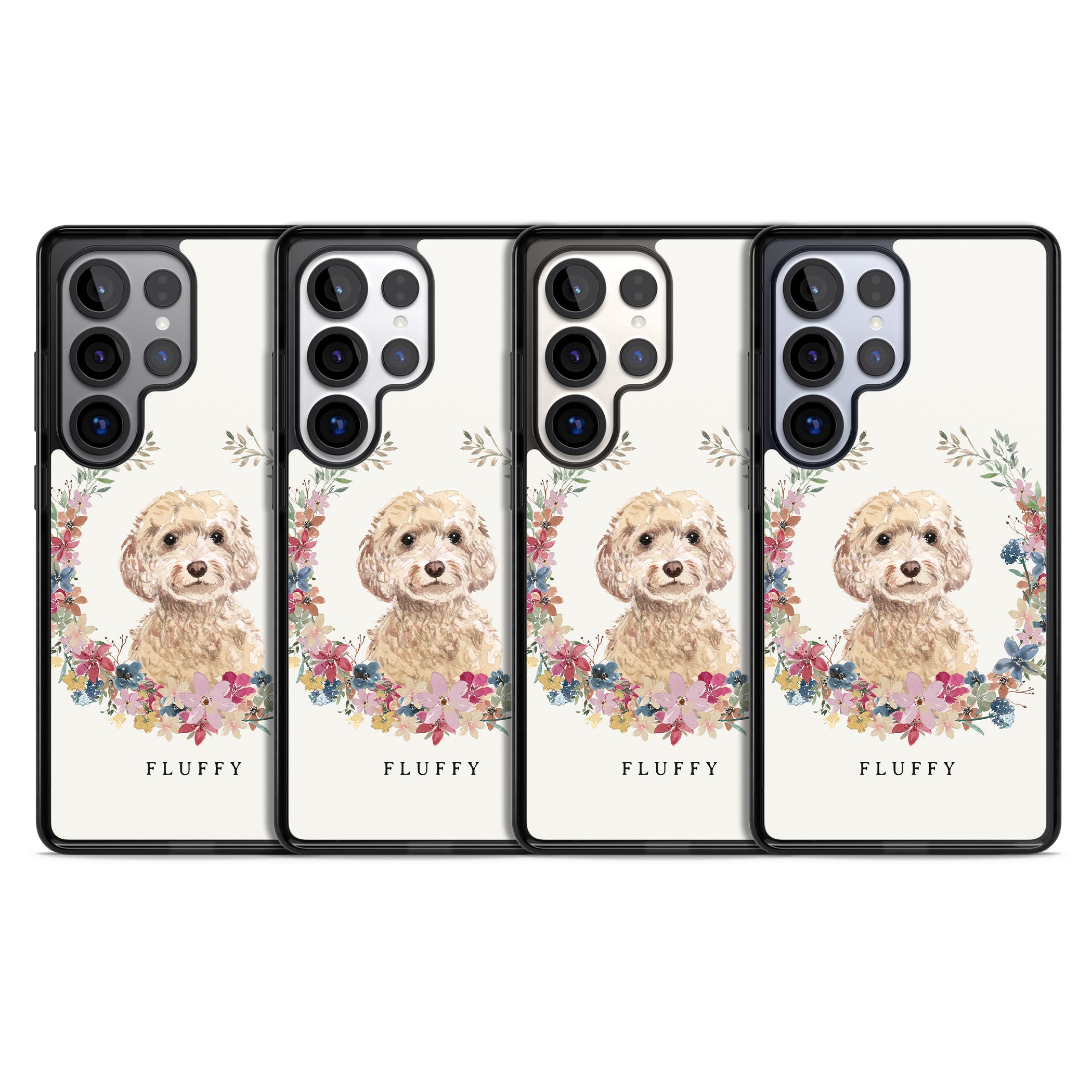 Personalised Champagne Cockapoo Floral Portrait