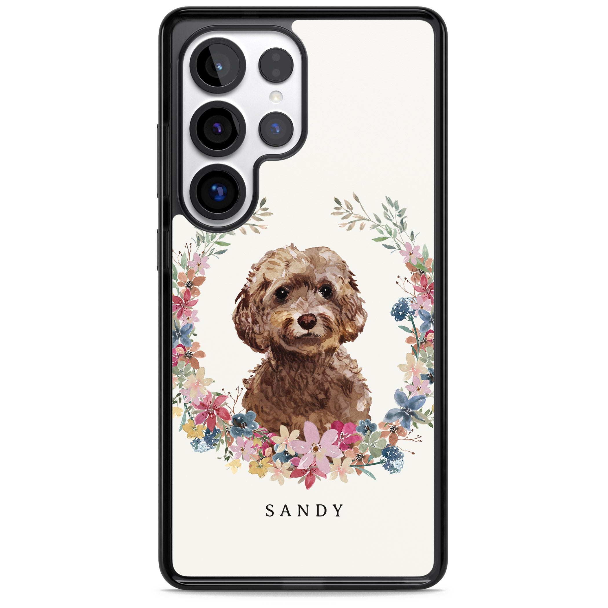 Personalised Brown Cockapoo Floral Portrait