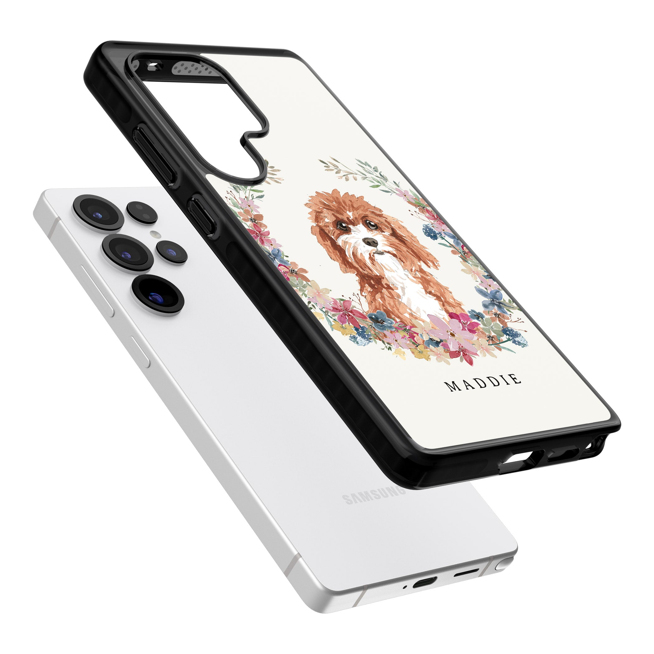 Personalised Cavapoo Floral Portrait