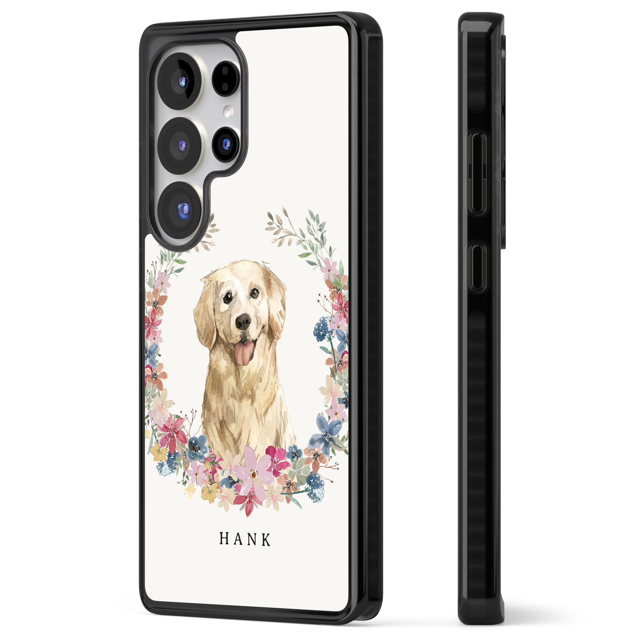 Personalised Golden Retriever Floral Portrait