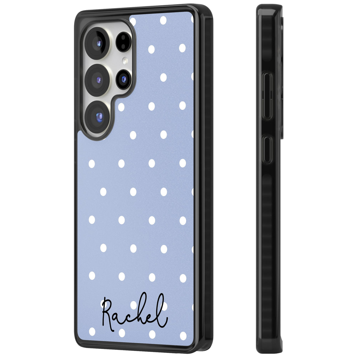 Personalised Powder Blue Dots Samsung S25 Ultra / Samsung S26 Ultra Impact Black Phone Case side