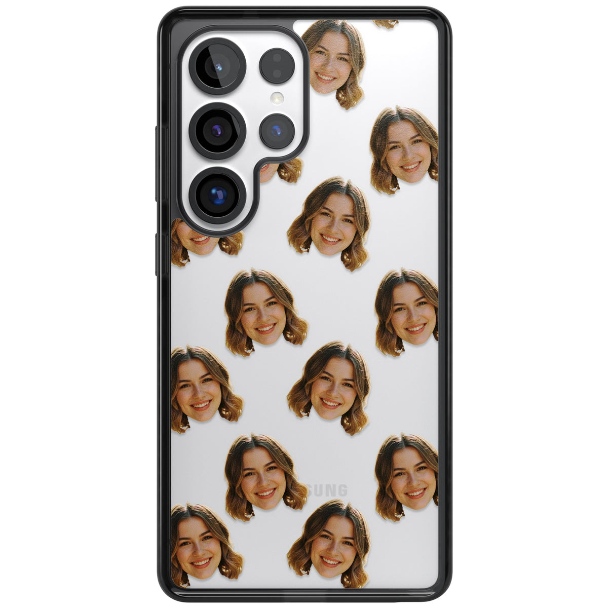 Falling Faces Pattern Samsung S25 Ultra / Samsung S26 Ultra Impact Black Phone Case front