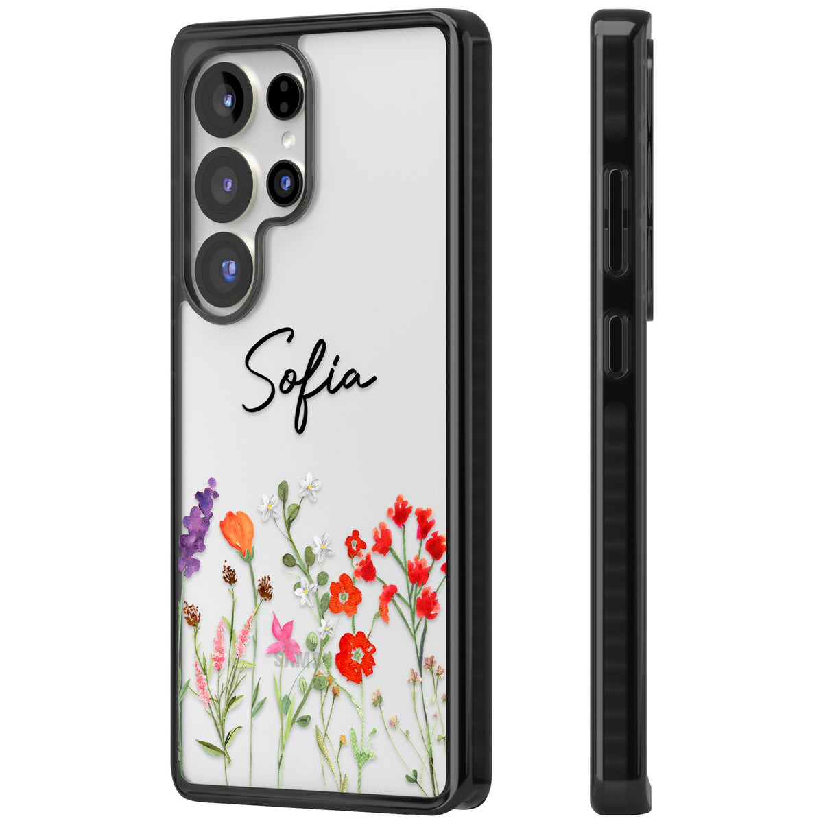 Personalised Spring Wildflowers Samsung S25 Ultra / Samsung S26 Ultra Impact Black Phone Case side