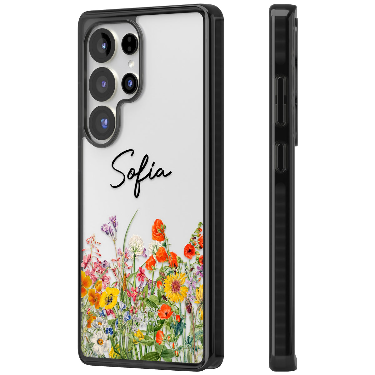 Personalised Summer Wildflowers Samsung S25 Ultra / Samsung S26 Ultra Impact Black Phone Case side