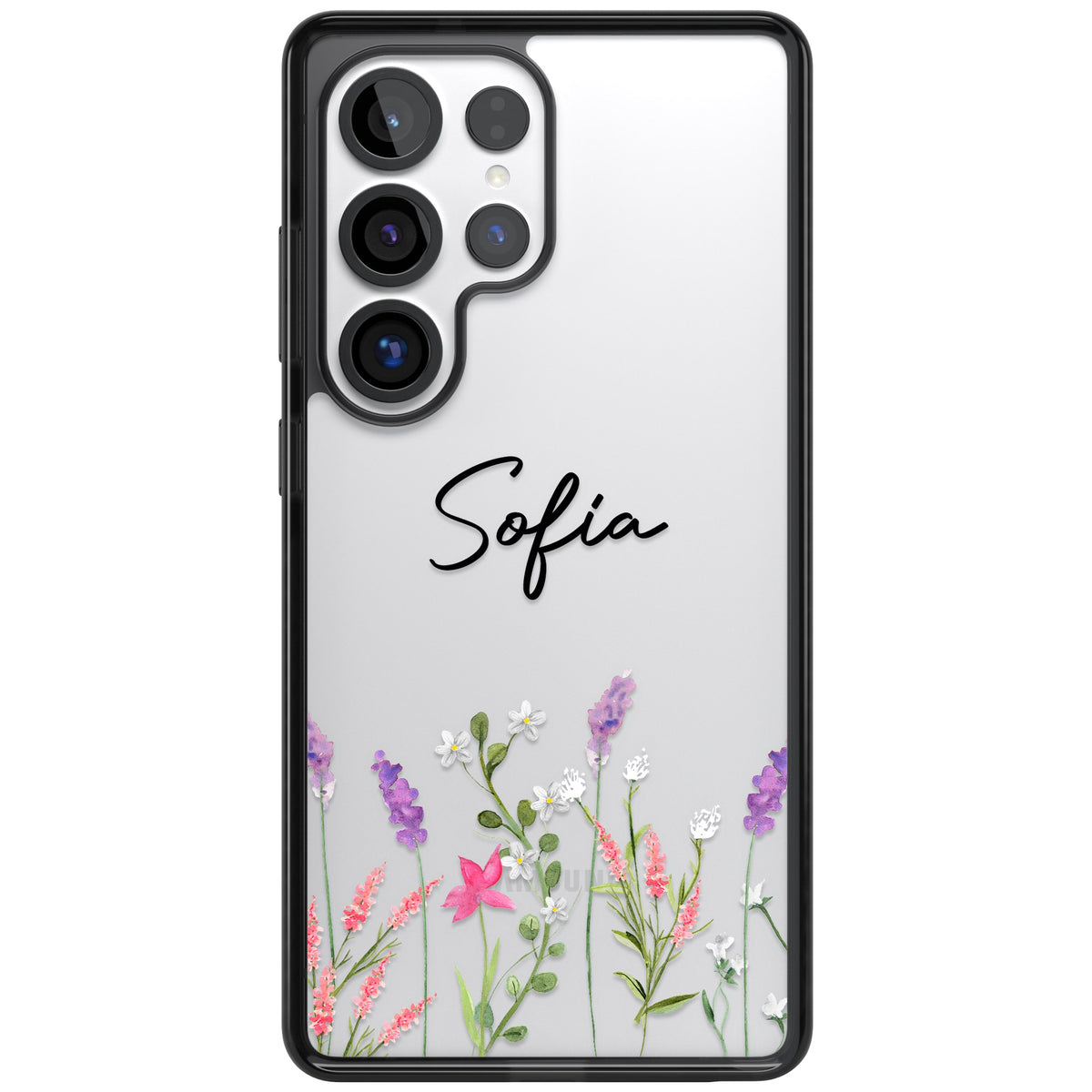 Personalised Lavender Wildflowers Samsung S25 Ultra / Samsung S26 Ultra Impact Black Phone Case front