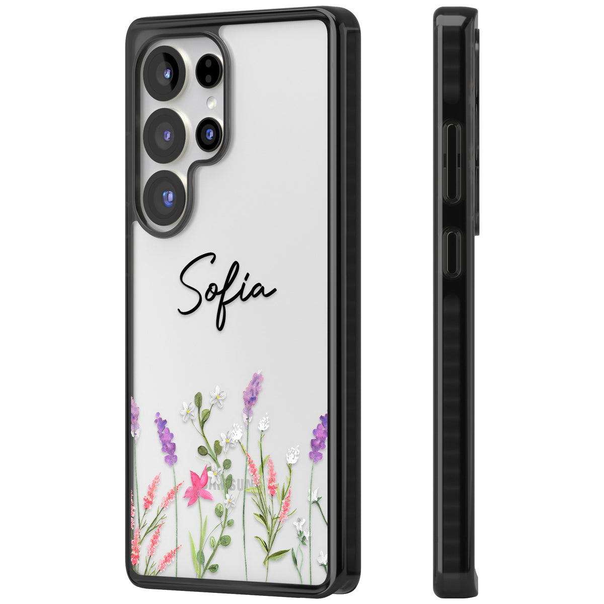 Personalised Lavender Wildflowers Samsung S25 Ultra / Samsung S26 Ultra Impact Black Phone Case side