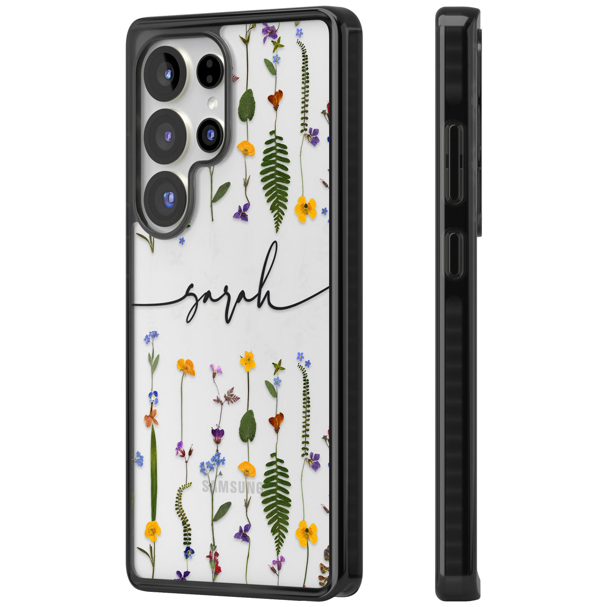 Personalised Wildflower Chain Samsung S25 Ultra / Samsung S26 Ultra Impact Black Phone Case side