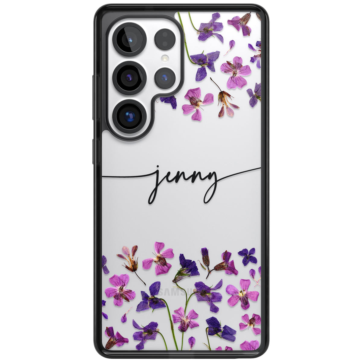 Personalised Purple Wildflowers Samsung S25 Ultra / Samsung S26 Ultra Impact Black Phone Case front