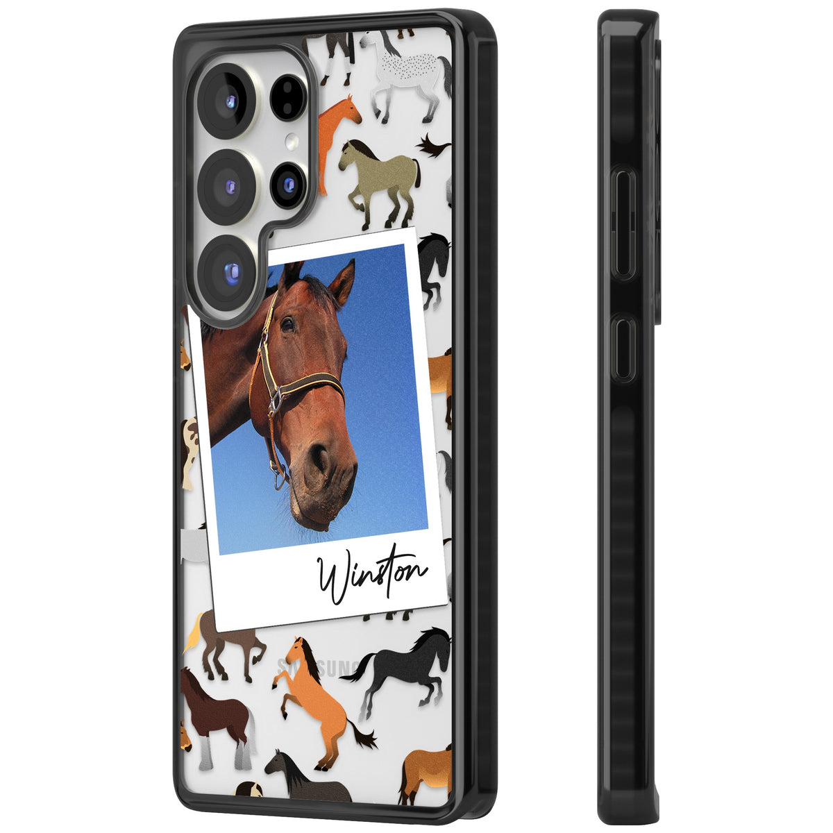 Personalised Horse Polaroid Samsung S25 Ultra / Samsung S26 Ultra Impact Black Phone Case side