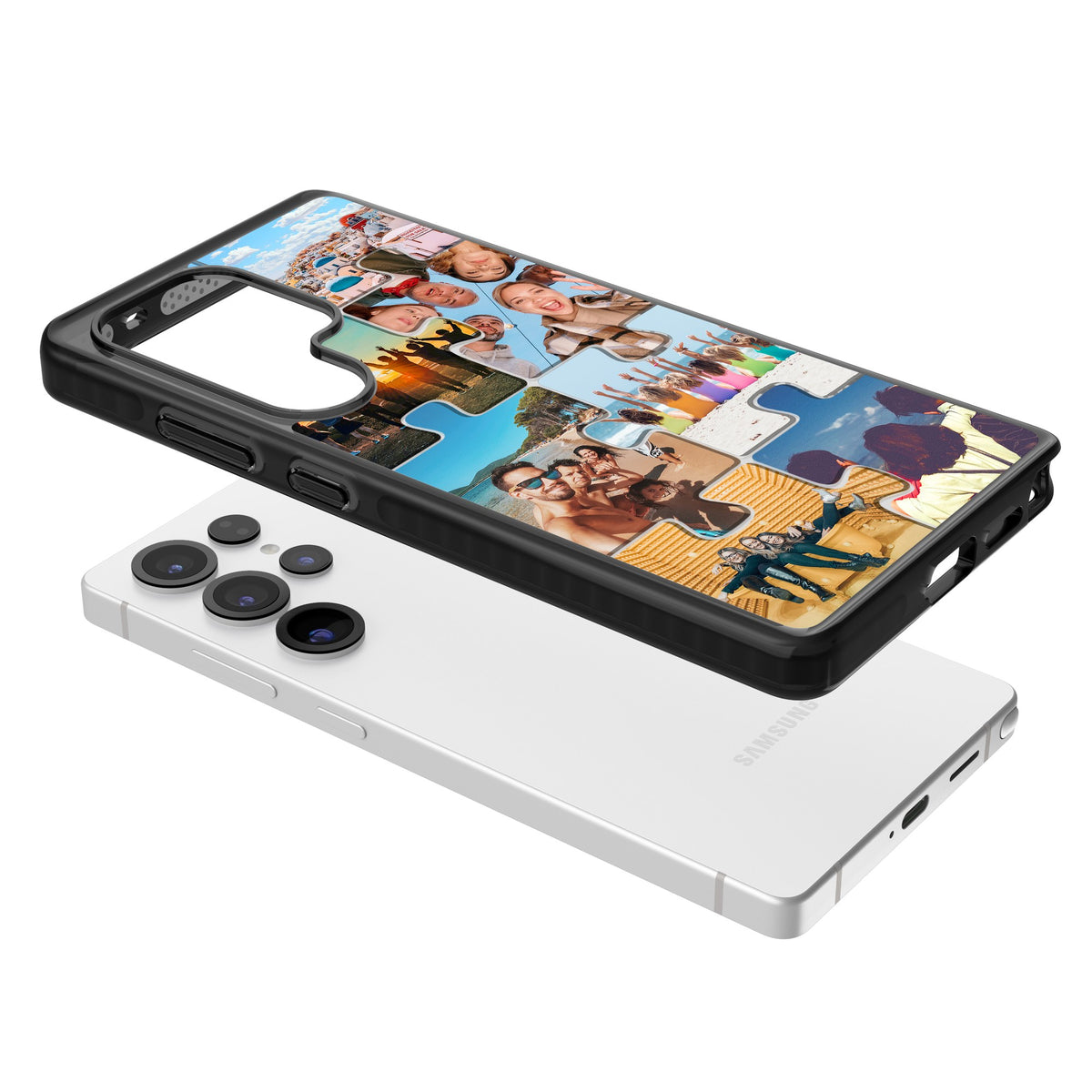 Personalised Jigsaw Photo Grid Samsung S25 Ultra / Samsung S26 Ultra Impact Black Phone Case angled