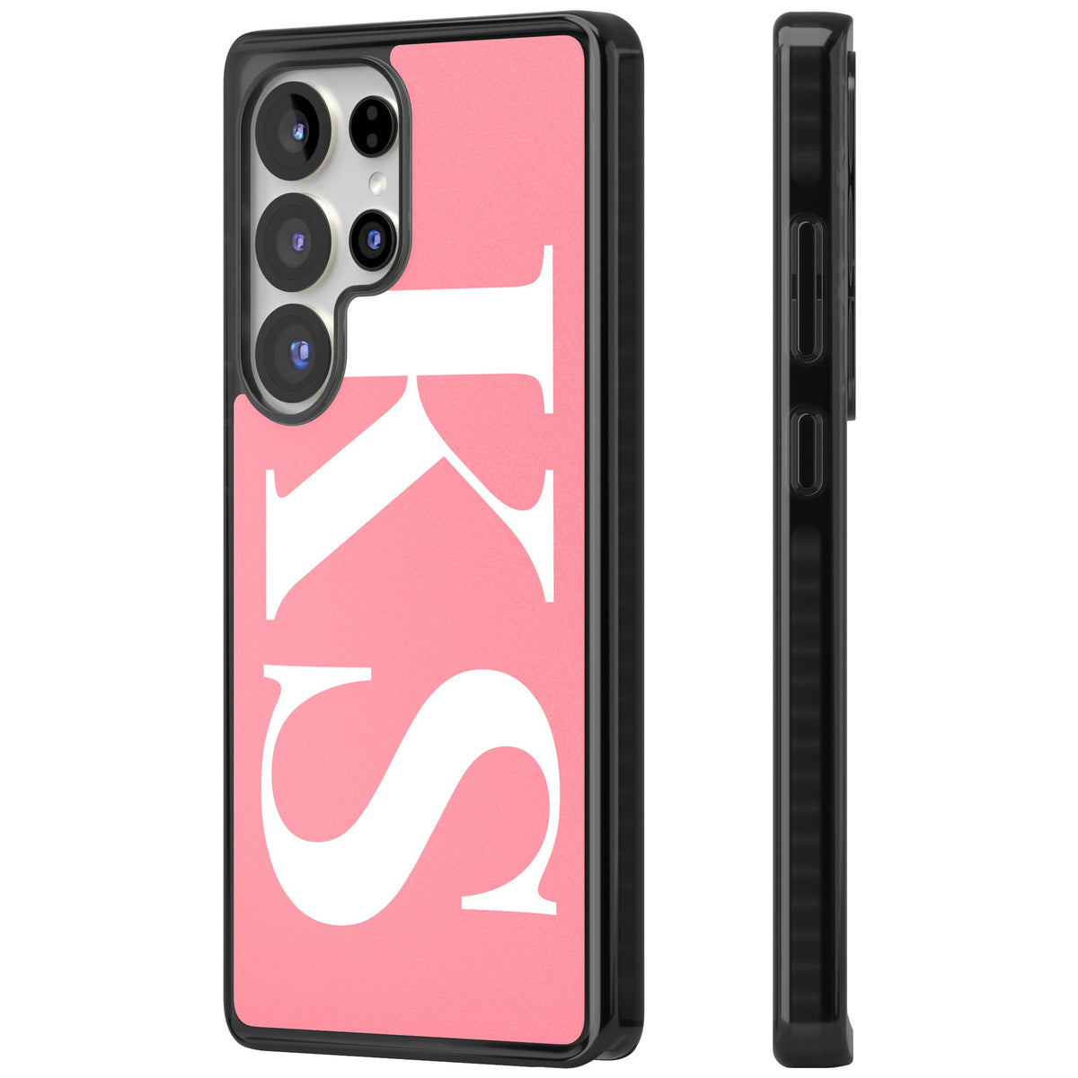 Personalised White & Pink Letters Samsung S25 Ultra / Samsung S26 Ultra Impact Black Phone Case side