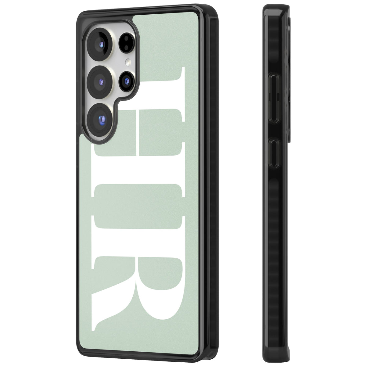 Personalised White & Seafoam Letters Samsung S25 Ultra / Samsung S26 Ultra Impact Black Phone Case side