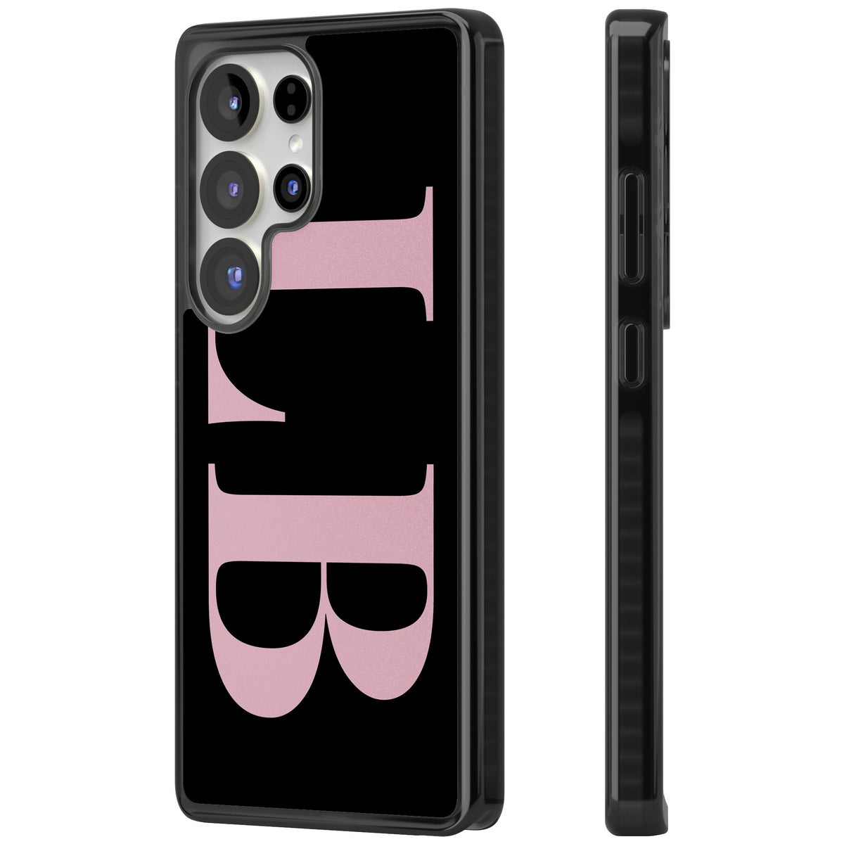 Personalised Pink & Black Letters Samsung S25 Ultra / Samsung S26 Ultra Impact Black Phone Case side