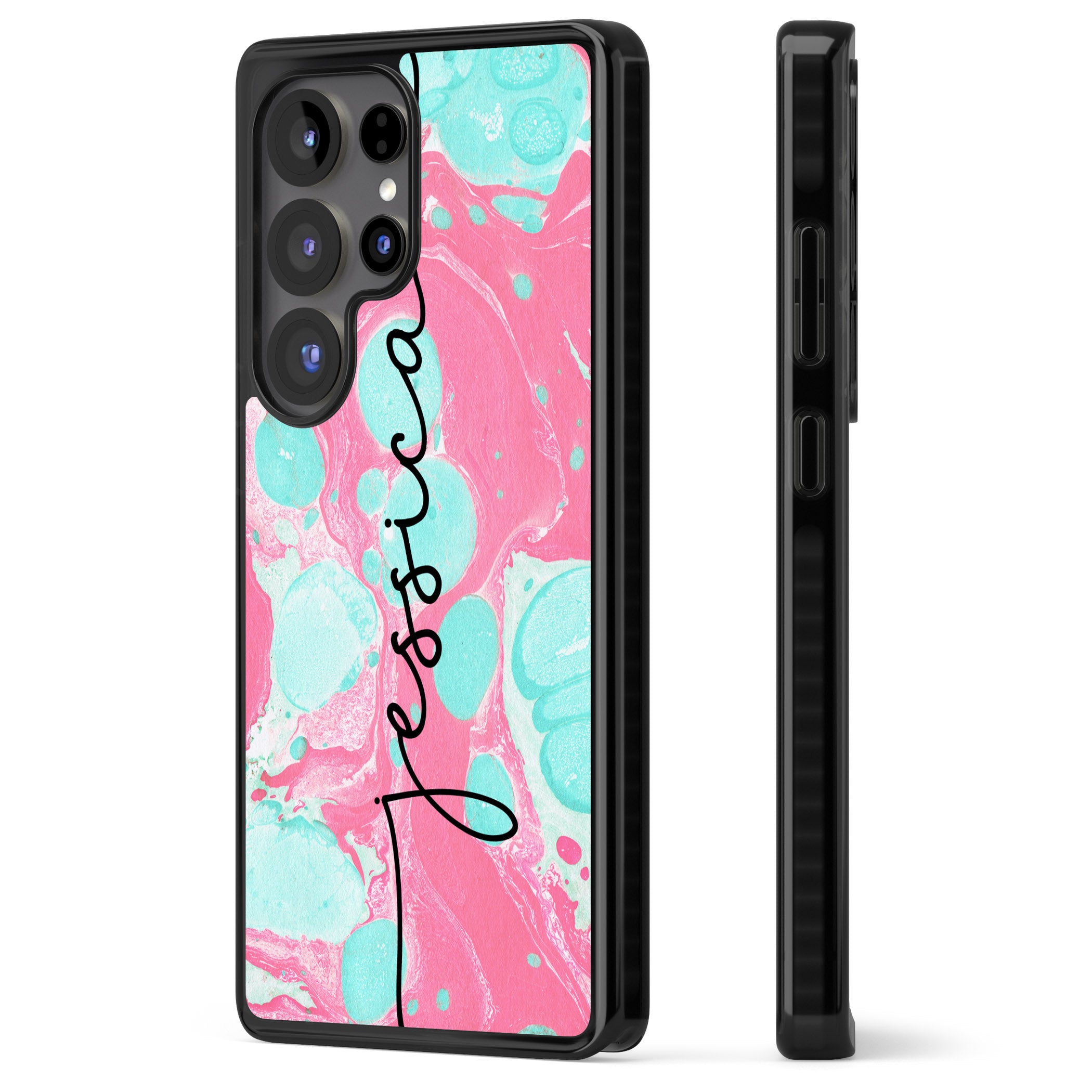 Personalised Turquoise & Pink Marbled