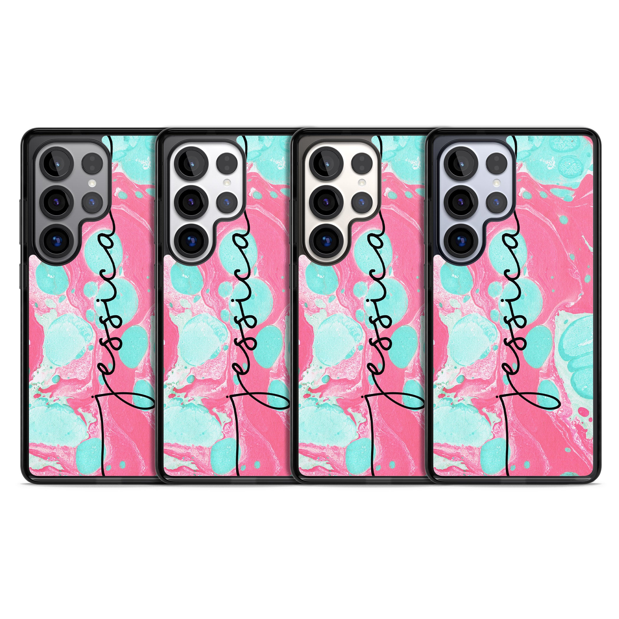 Personalised Turquoise & Pink Marbled