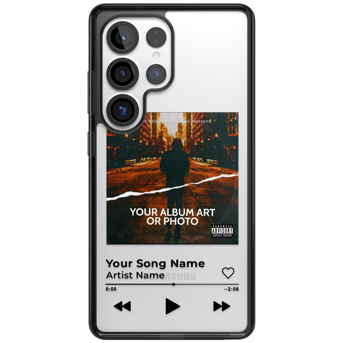 Personalised Music Player Samsung S25 Ultra / Samsung S26 Ultra Impact Black Phone Case front