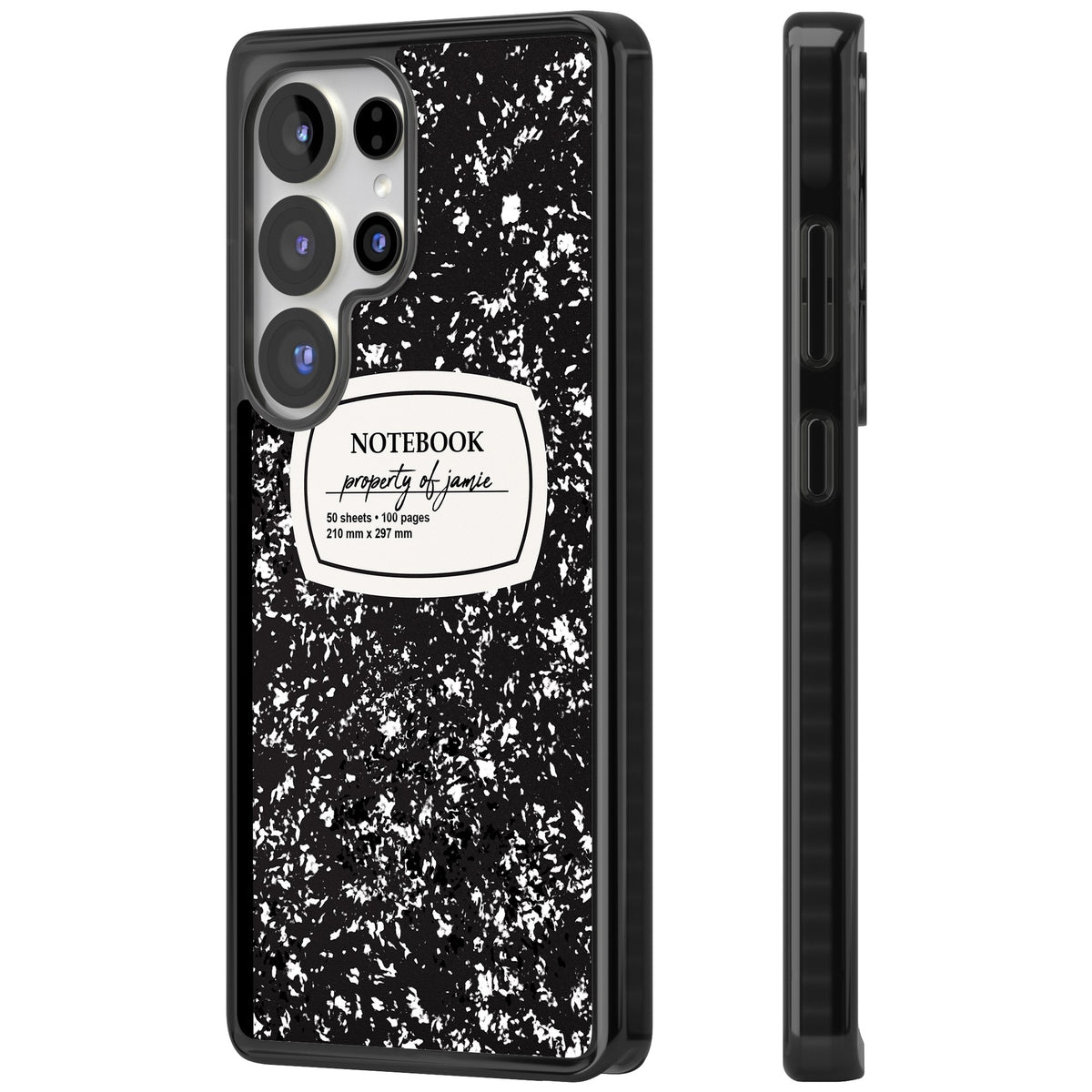 Personalised Classic Composition Samsung S25 Ultra / Samsung S26 Ultra Impact Black Phone Case side