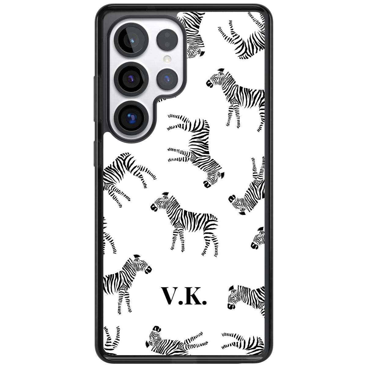 Personalised Monochrome Zebra Samsung S25 Ultra / Samsung S26 Ultra Impact Black Phone Case front