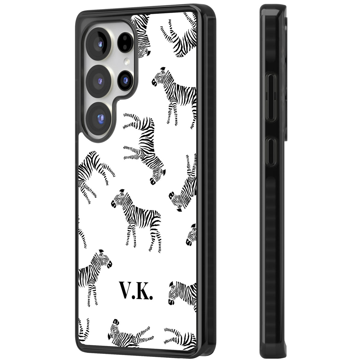 Personalised Monochrome Zebra Samsung S25 Ultra / Samsung S26 Ultra Impact Black Phone Case side