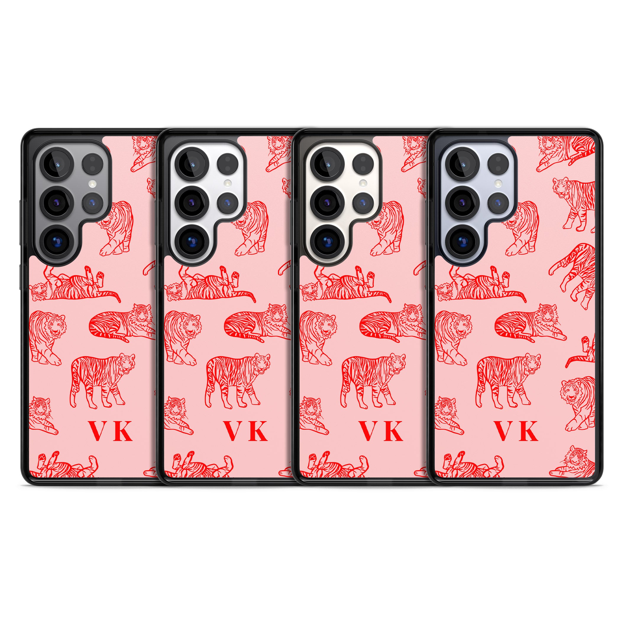 Personalised Red Tiger Outlines On Pink