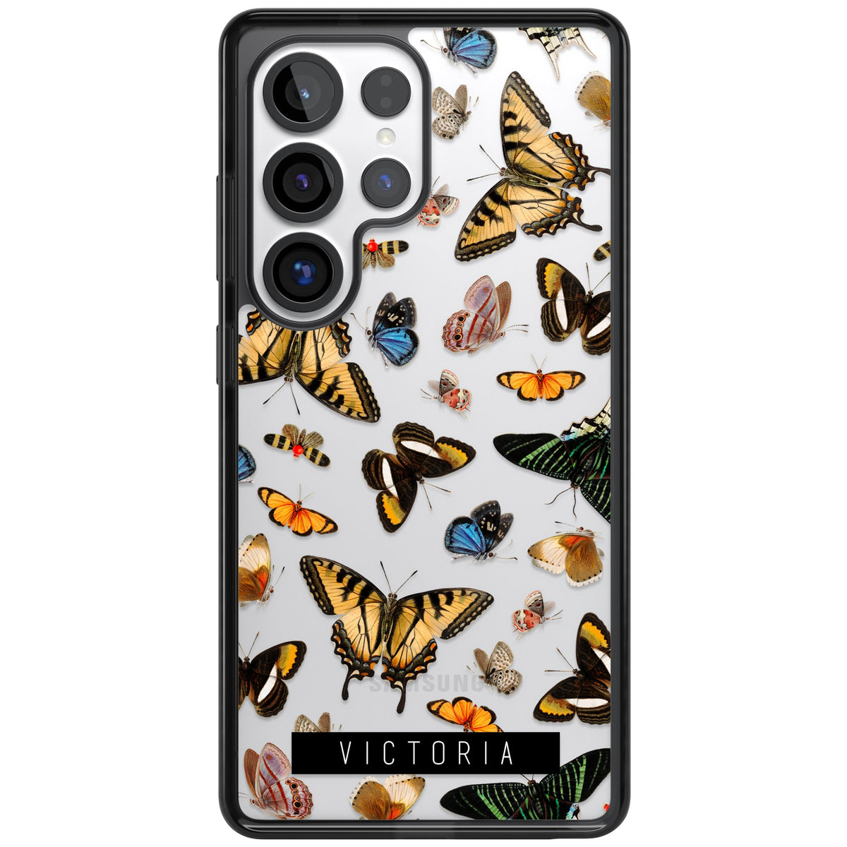 Personalised Butterfly Archive Samsung S25 Ultra / Samsung S26 Ultra Impact Black Phone Case front