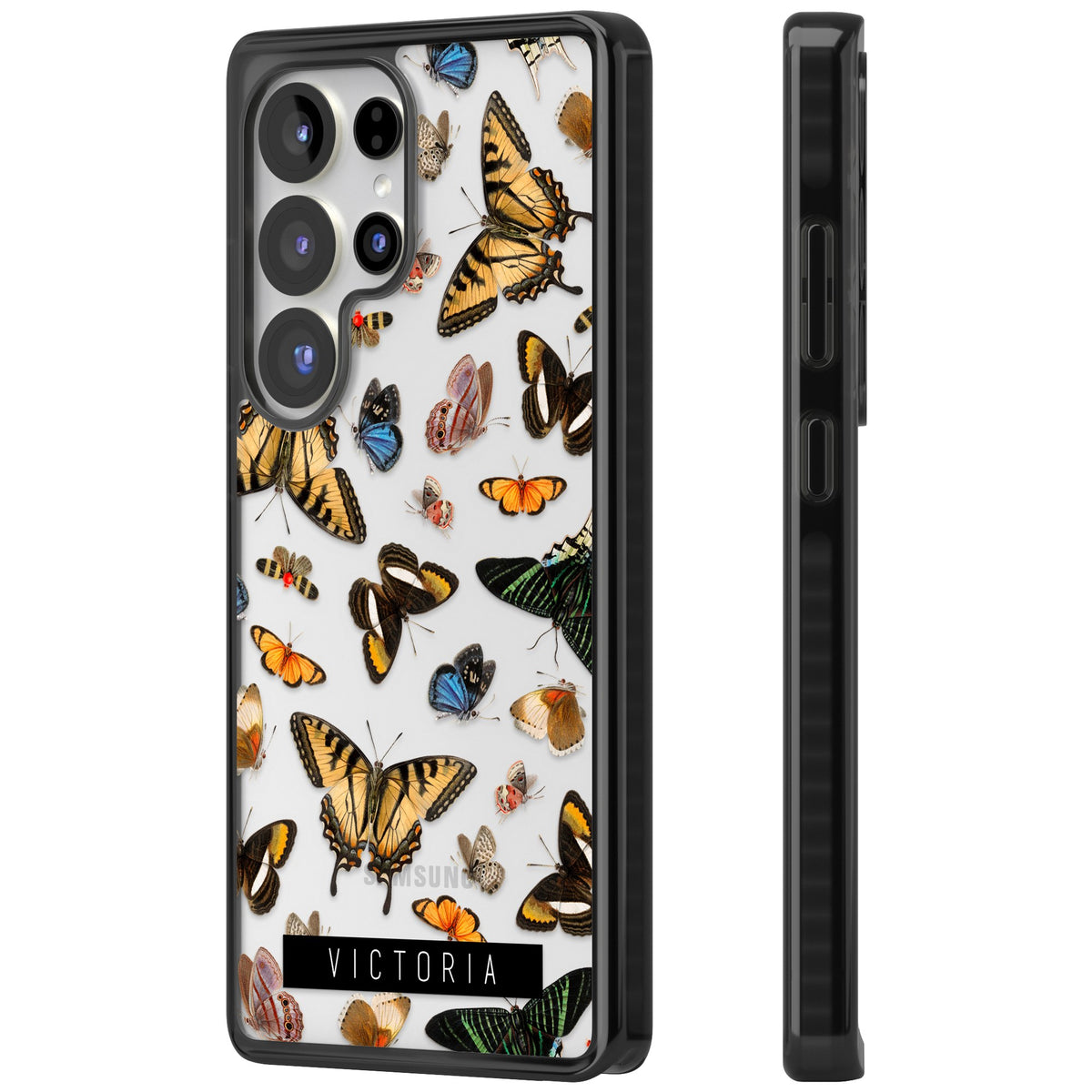 Personalised Butterfly Archive Samsung S25 Ultra / Samsung S26 Ultra Impact Black Phone Case side