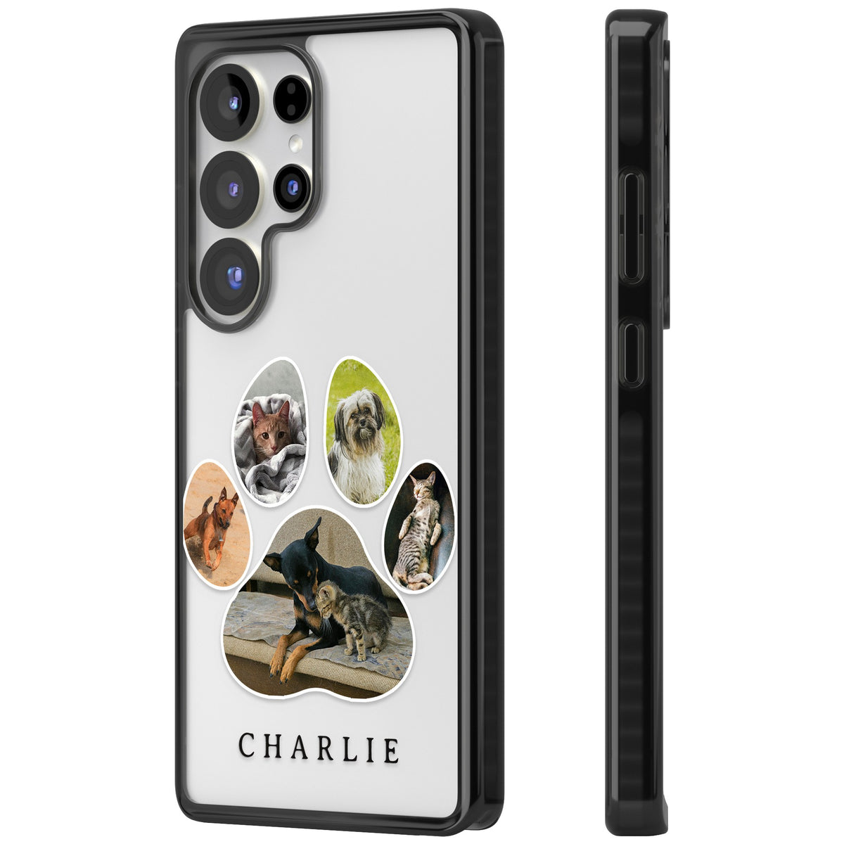 Personalised Paw Print Photos Samsung S25 Ultra / Samsung S26 Ultra Impact Black Phone Case side