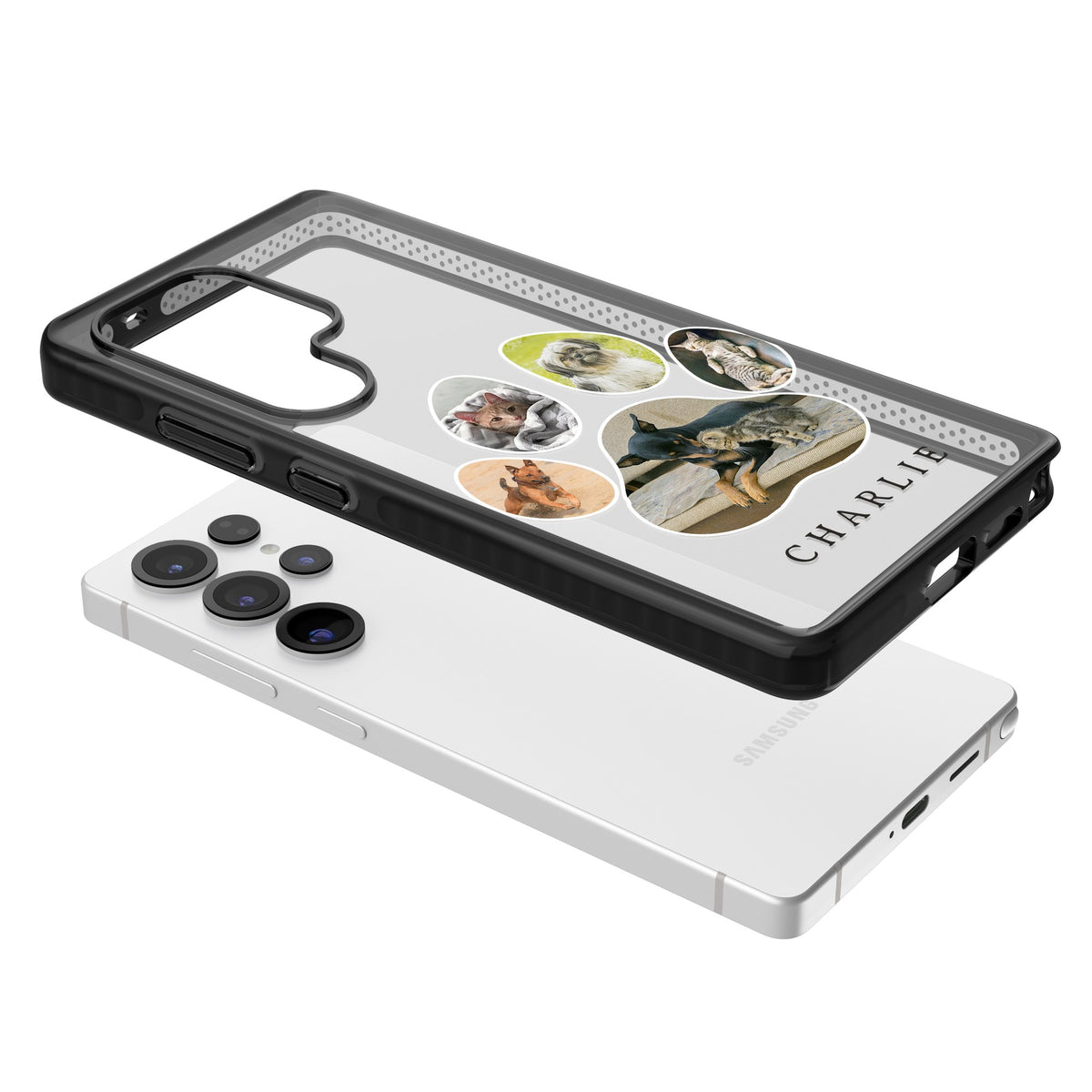 Personalised Paw Print Photos Samsung S25 Ultra / Samsung S26 Ultra Impact Black Phone Case angled
