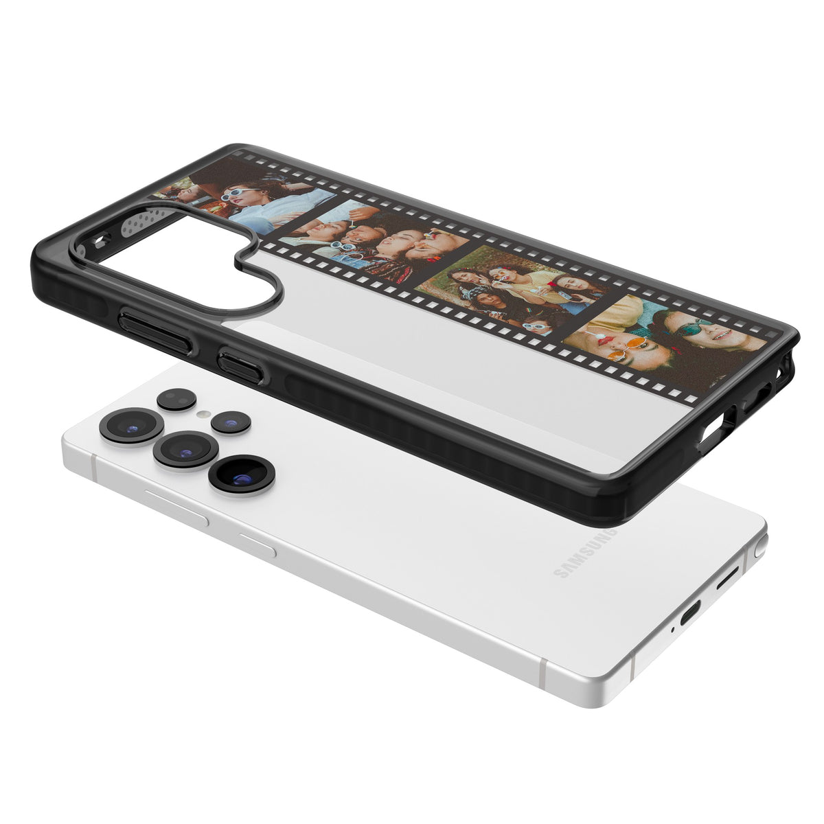 Personalised Photo Film Strip Samsung S25 Ultra / Samsung S26 Ultra Impact Black Phone Case angled